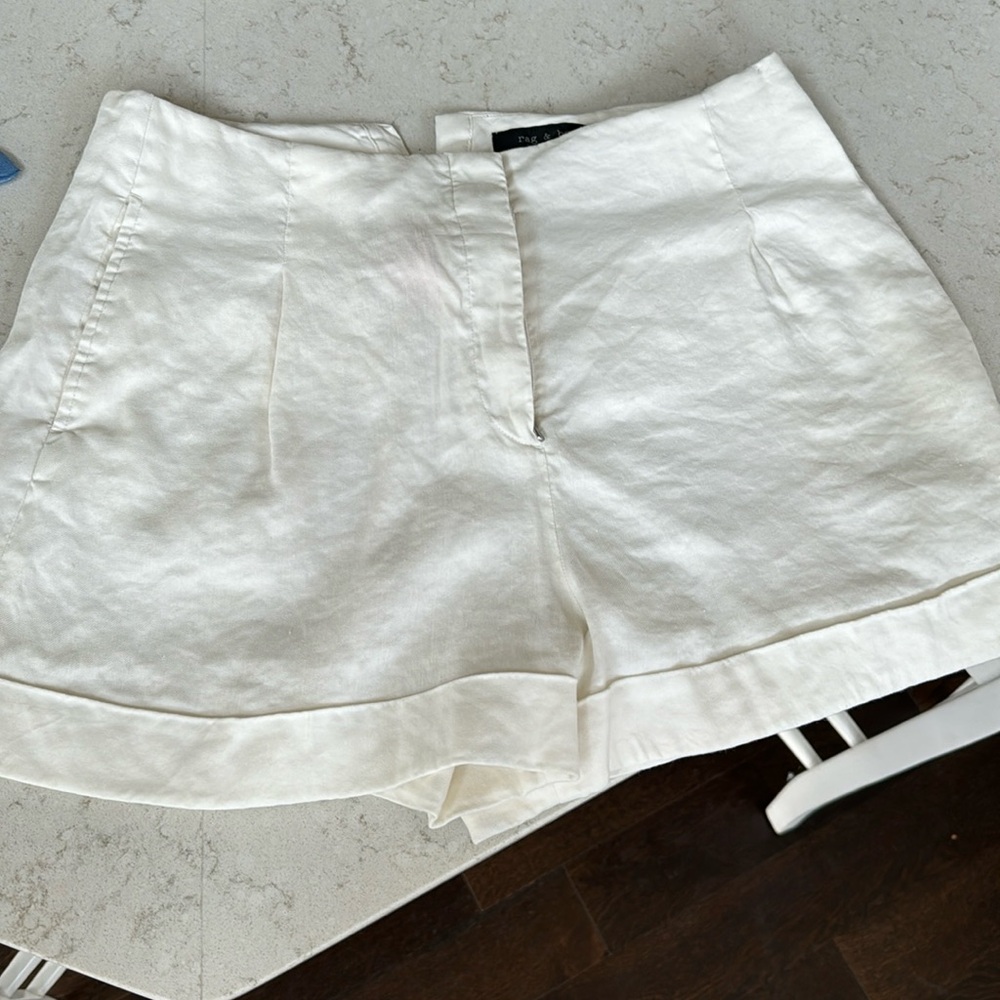 rag & bone white linen shorts | size 10